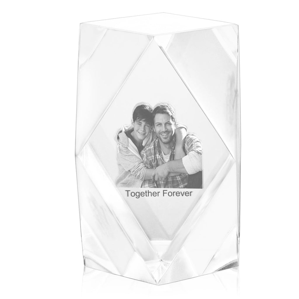 3D Crystal Custom Photo Ornament small diamond framed - Engraved Memories