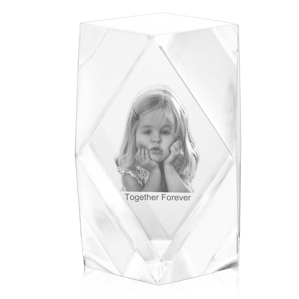 3D Crystal Custom Photo Ornament small diamond framed - Engraved Memories