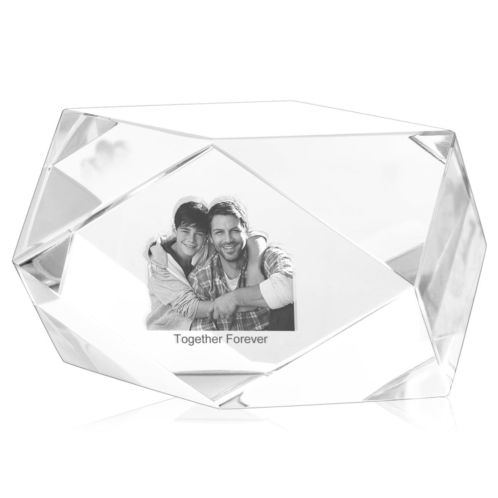 3D Crystal Custom Photo Ornament small diamond framed - Engraved Memories