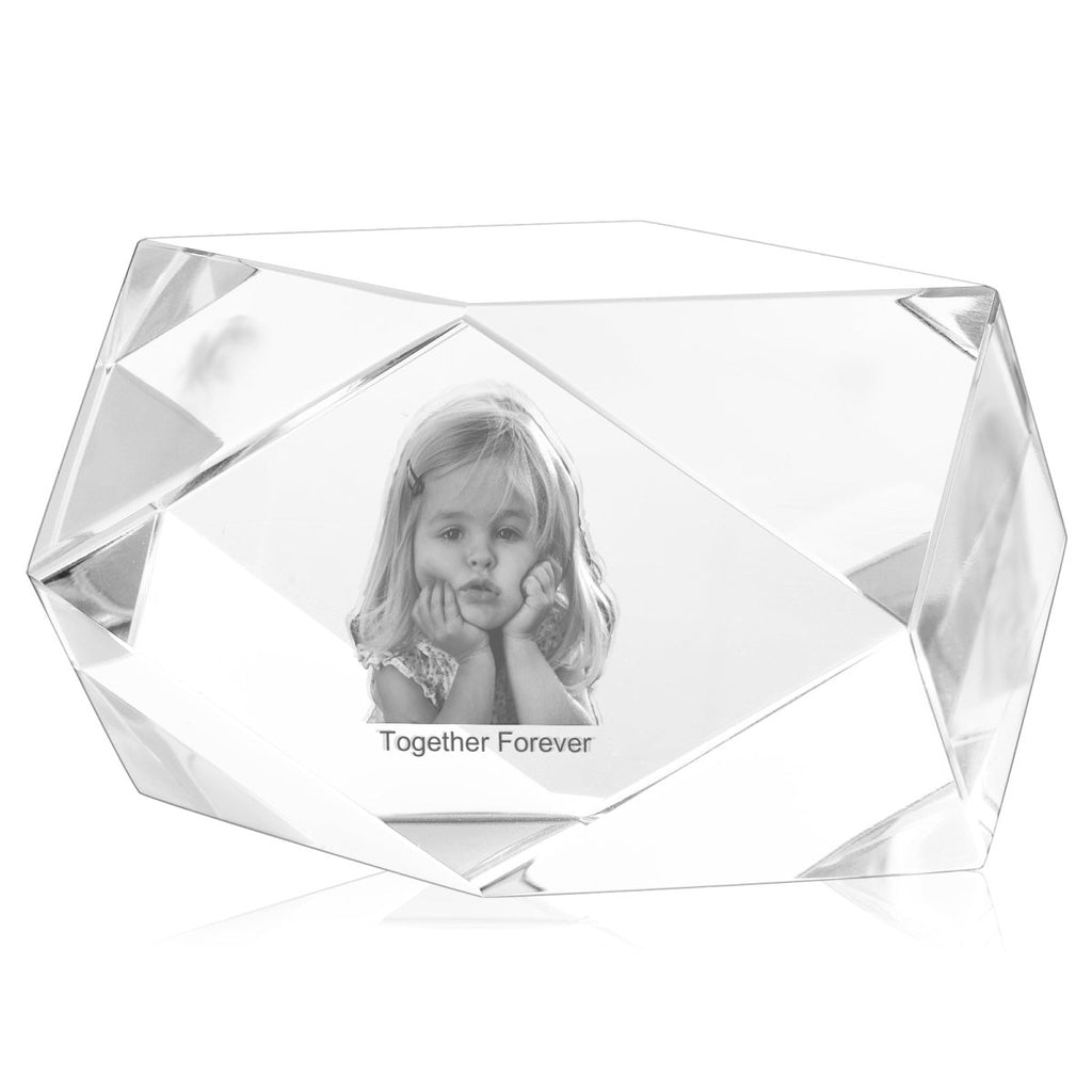 3D Crystal Custom Photo Ornament small diamond framed - Engraved Memories