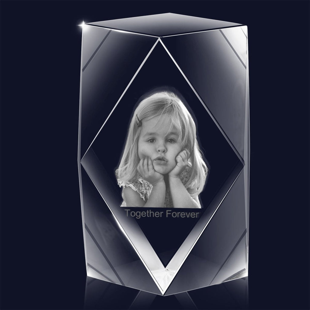 3D Crystal Custom Photo Ornament small diamond framed - Engraved Memories