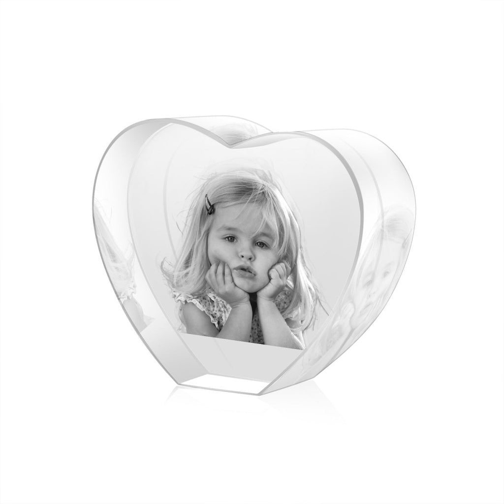 3D Photo Crystal Ornament Plain Heart Shape - Engraved Memories