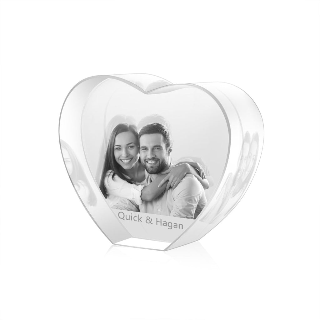 3D Photo Crystal Ornament Plain Heart Shape - Engraved Memories