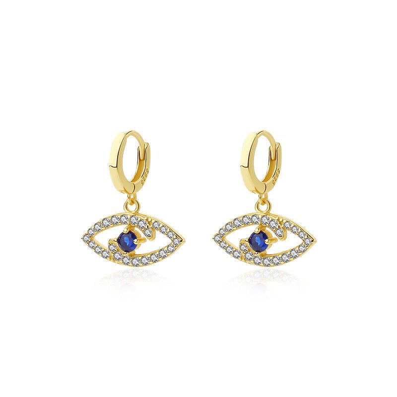 Gold-plated 925 sterling silver evil eye earrings, 18.8/15.8*7.8mm, 2.28g.