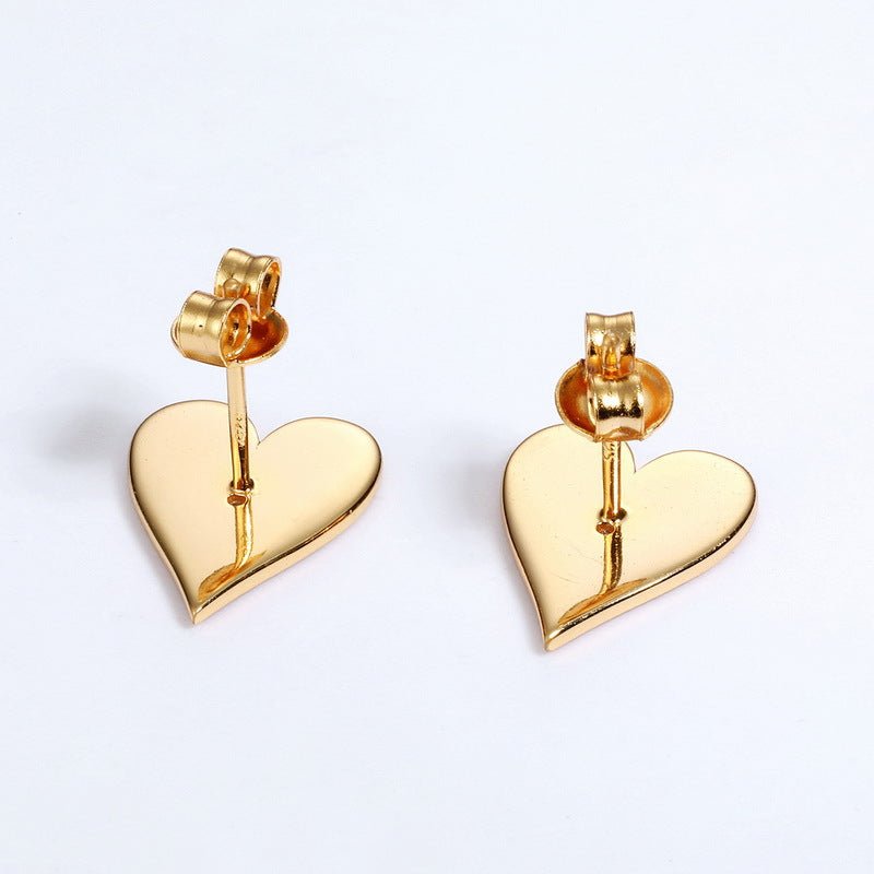 Gold-plated 925 sterling silver playing cards poker hearts earrings, 11.2*13.57mm, 2.15g, 