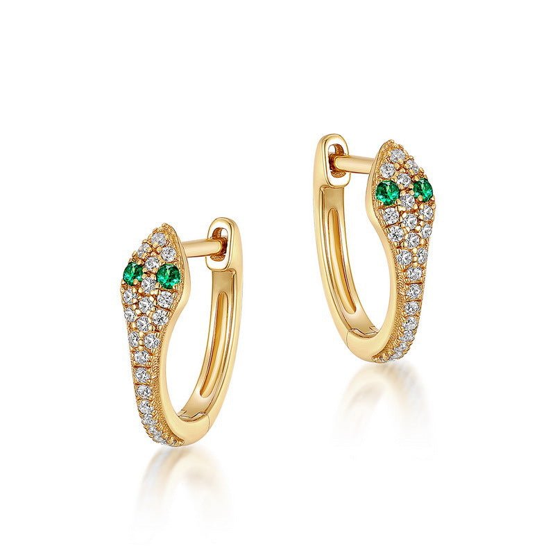 Gold-plated 925 sterling silver snake earrings, 14.6mm, 2.45g.