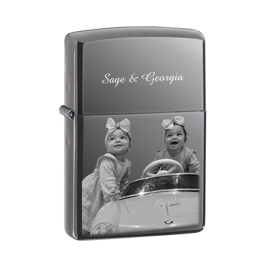 Black Ice Zippo Lighter: Personalised with Photo and Text Engraving, Unique Gift - Engraved Memories