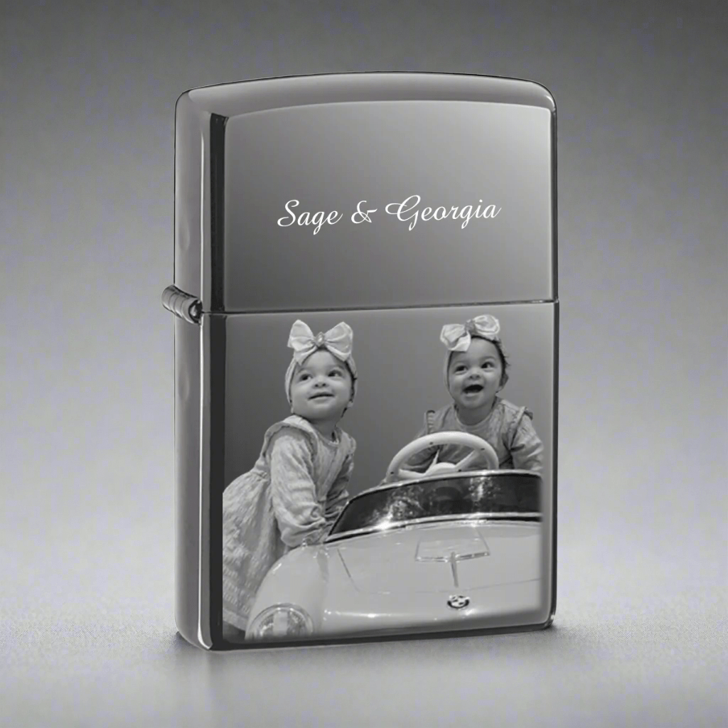 Black Ice Zippo Lighter: Personalised with Photo and Text Engraving, Unique Gift - Engraved Memories