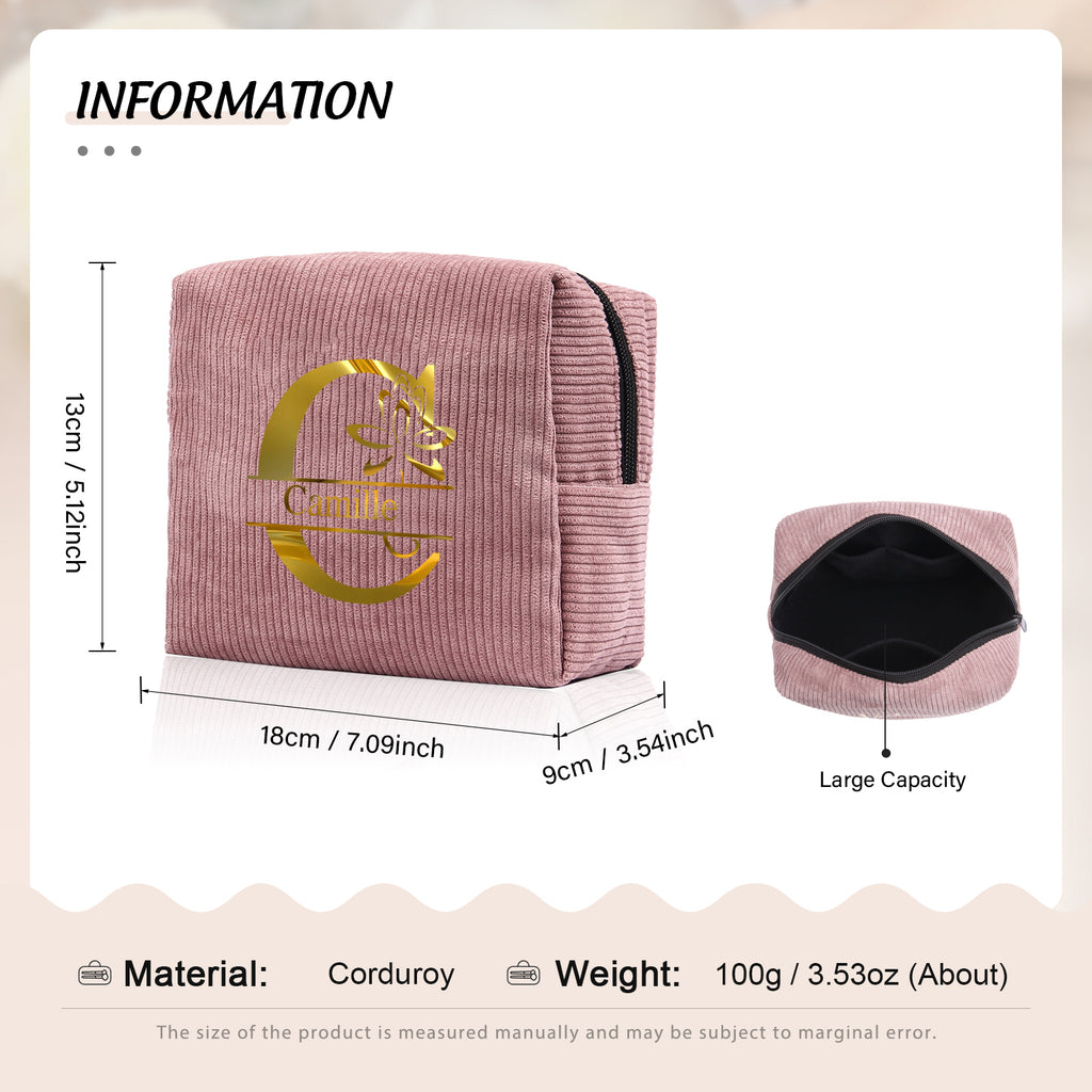 Soft, stylish, and durable personalized makeup bag. A must-have for women and beauty lovers.