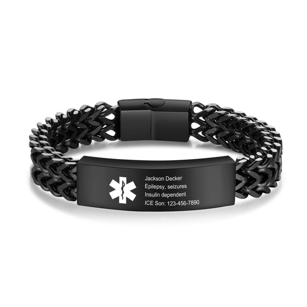 Custom Medical Alert Bracelet – Personalised Letter Engraving - Engraved Memories