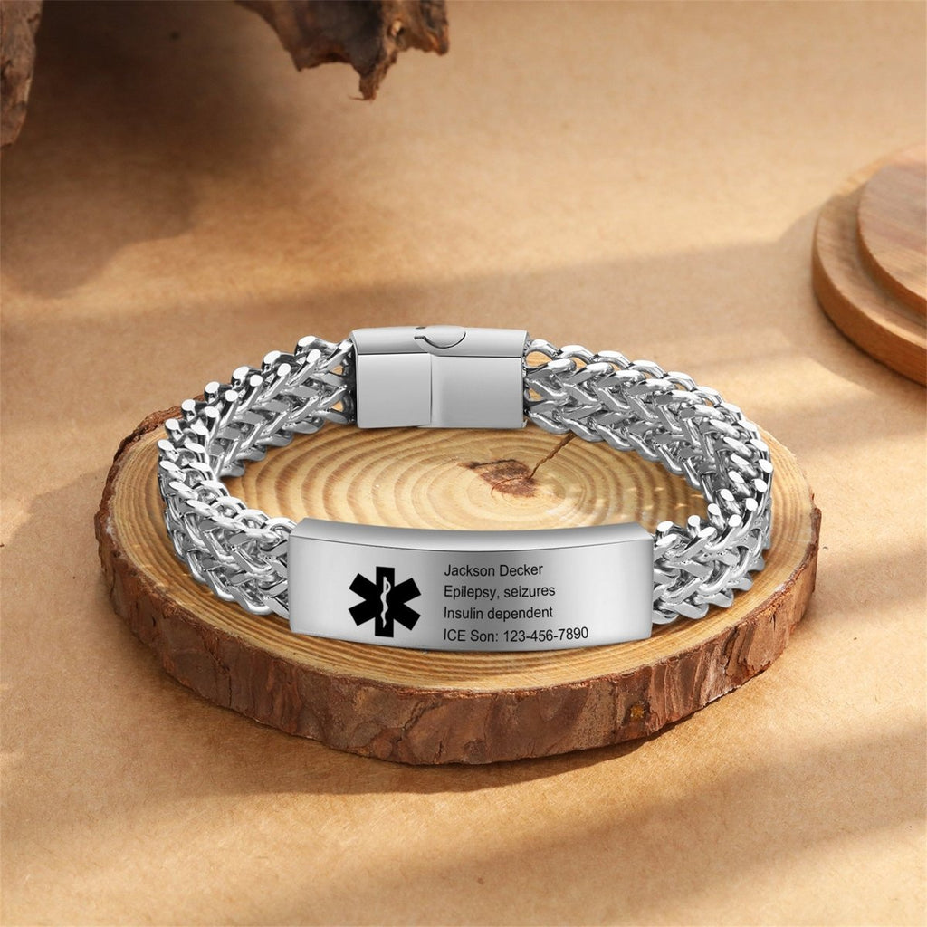 Custom Medical Alert Bracelet – Personalised Letter Engraving - Engraved Memories