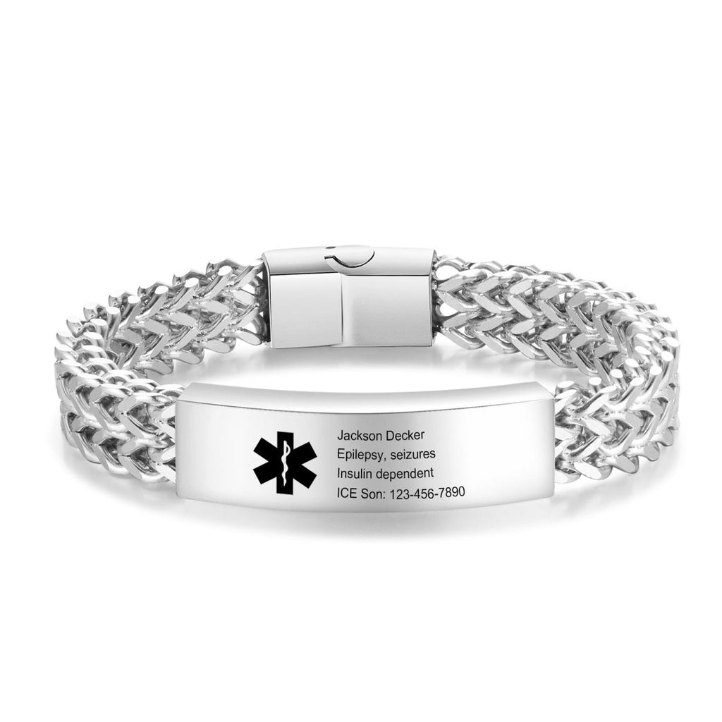 Custom Medical Alert Bracelet – Personalised Letter Engraving - Engraved Memories