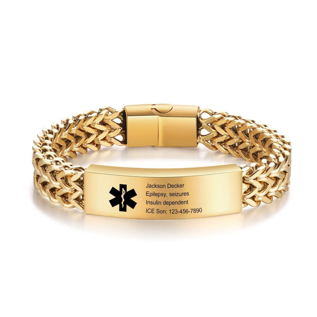 Custom Medical Alert Bracelet – Personalised Letter Engraving - Engraved Memories