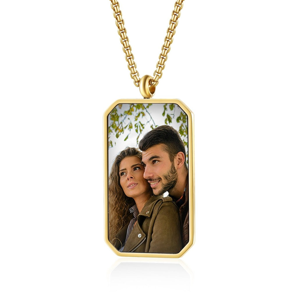 Personalised hidden photo gold necklace, 19x1x26mm, 9.3g, perfect anniversary or birthday gift