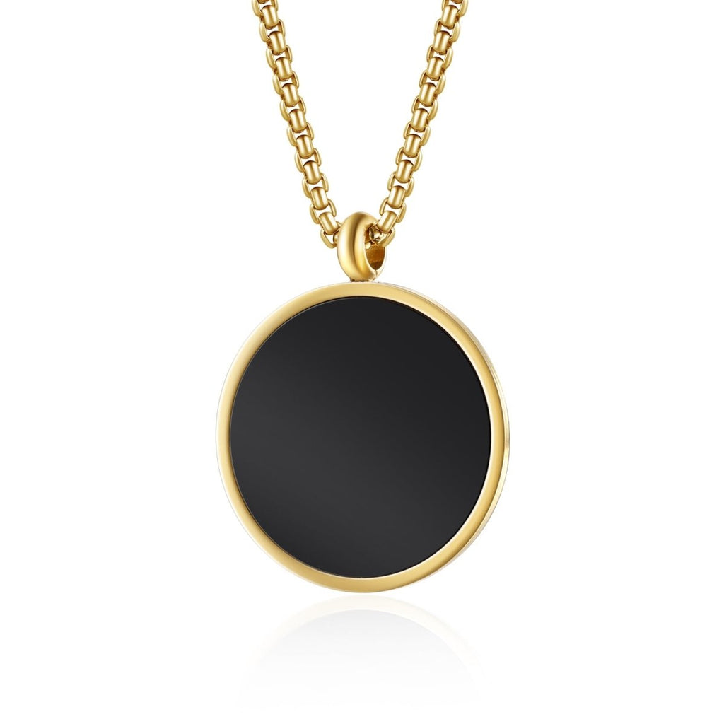 Personalised hidden photo projection necklace in gold-plated stainless steel, 19x1x26mm, 9.3g.