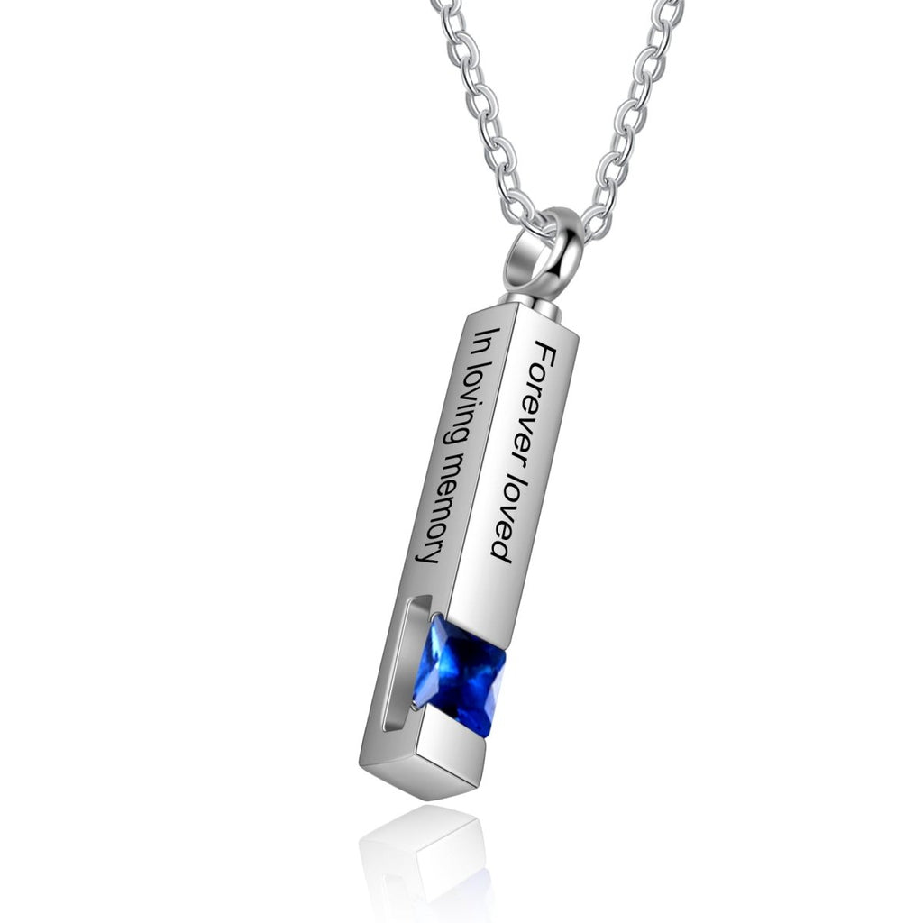 Custom vertical bar ashes necklace, black, stainless steel, or gold plated, 45+5cm, 6.3g.