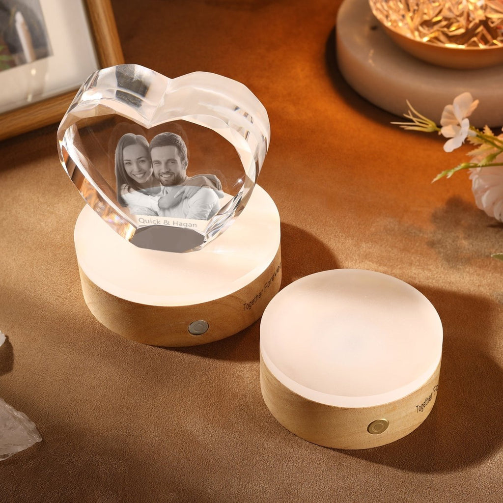 Engravable LED Base for Photo Crystal Ornaments (batteries) - Engraved Memories