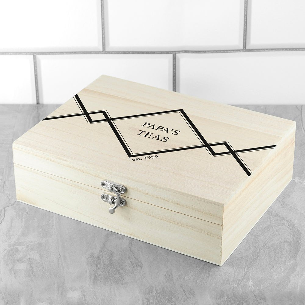 Gentlemen's Teas Personalised Wooden Tea Box - Engraved Memories