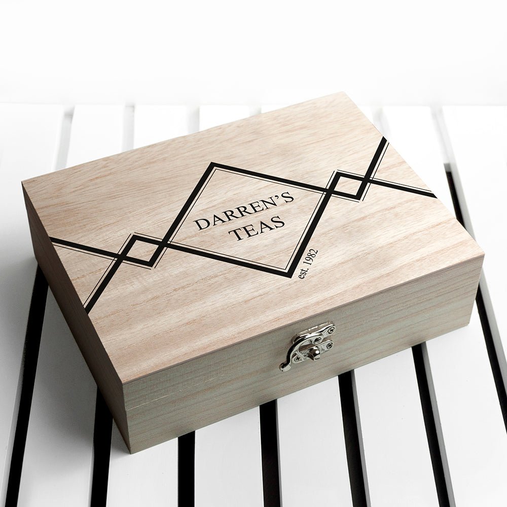 Gentlemen's Teas Personalised Wooden Tea Box - Engraved Memories