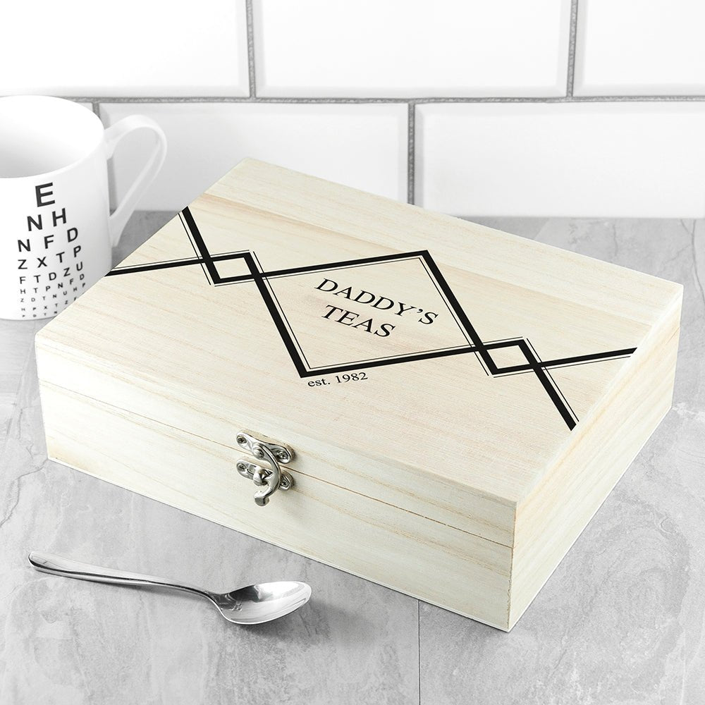 Gentlemen's Teas Personalised Wooden Tea Box - Engraved Memories