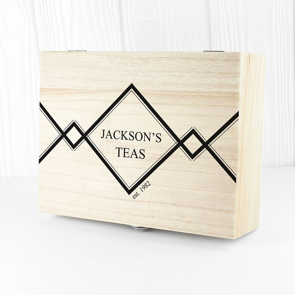 Gentlemen's Teas Personalised Wooden Tea Box - Engraved Memories