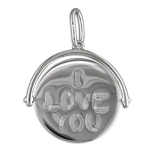 Gold-plated sterling silver I Love You spinner pendant, secret message revealed, perfect Valentine's gift