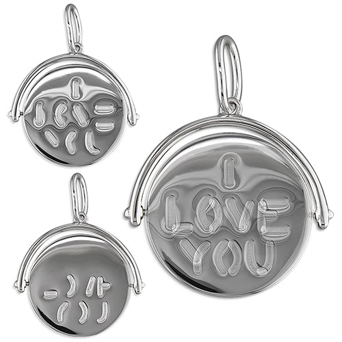 Gold-plated sterling silver I Love You spinner pendant, secret message revealed, perfect Valentine's gift