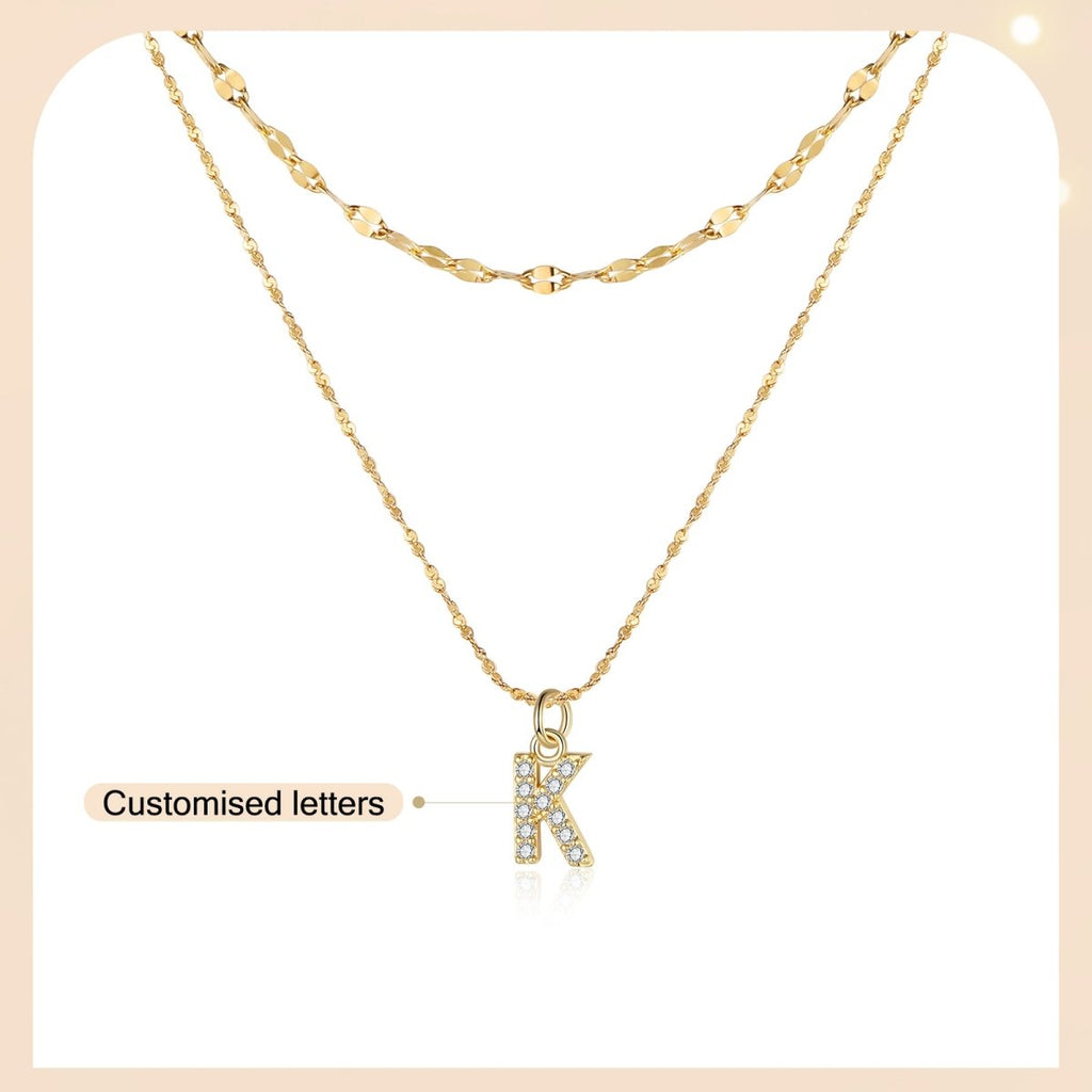 Initial Letter Gold Stainless Steel Necklace - Custom Letter Necklace, Dainty Necklace for Her - Engraved Memories