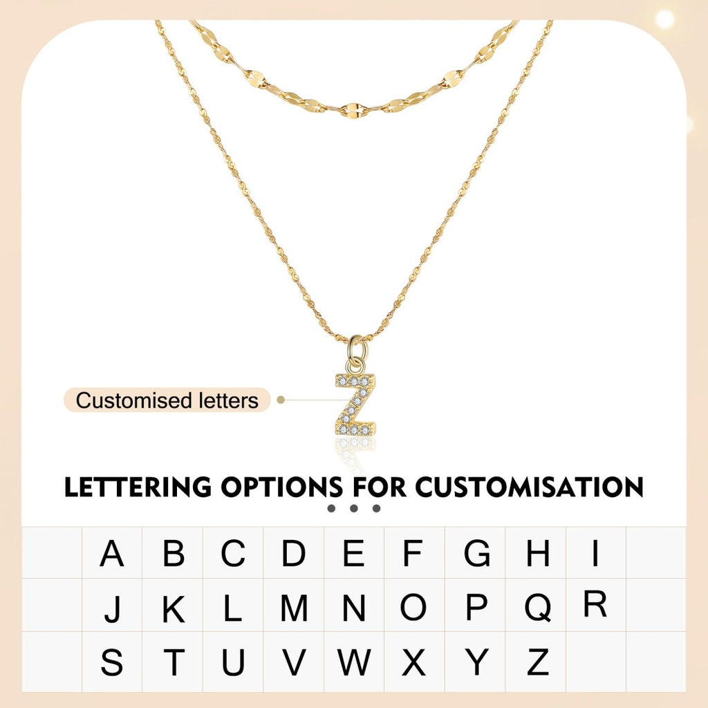 Initial Letter Gold Stainless Steel Necklace - Custom Letter Necklace, Dainty Necklace for Her - Engraved Memories