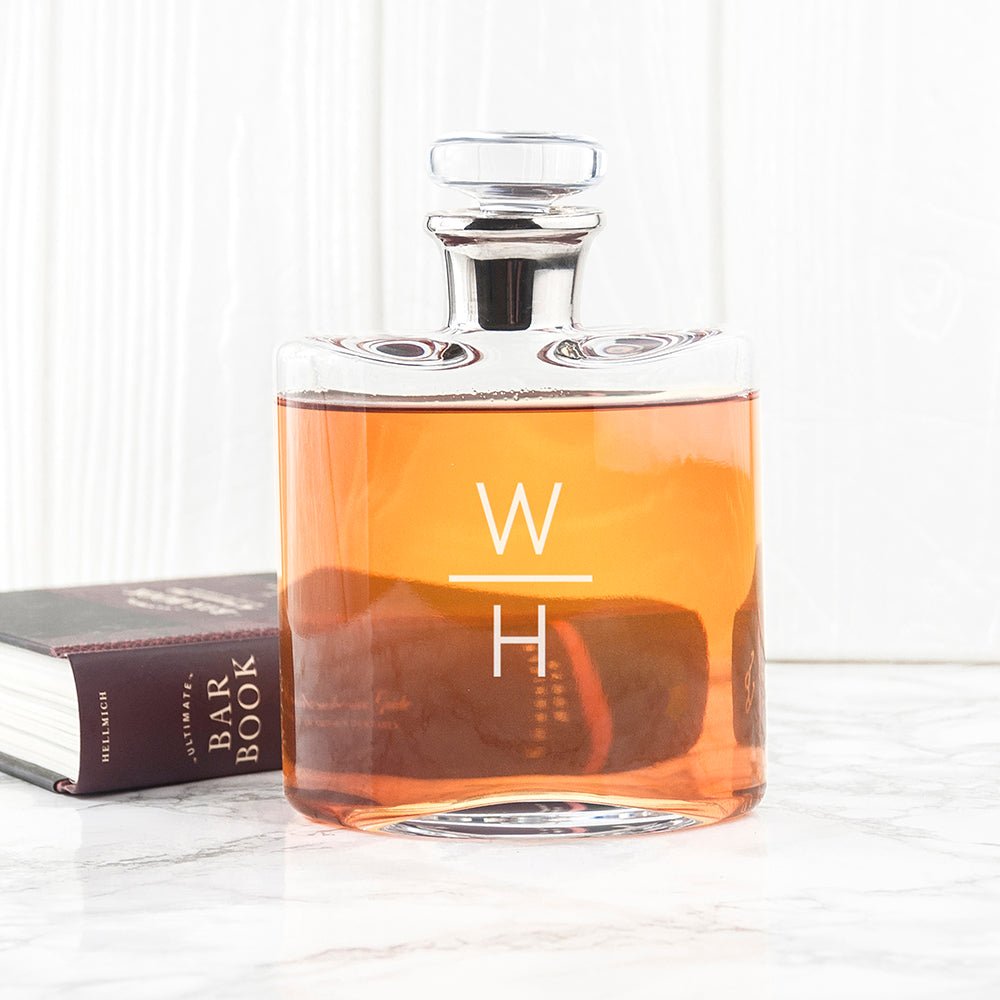 LSA Monogrammed Platinum Necked Whisky Decanter - Engraved Memories