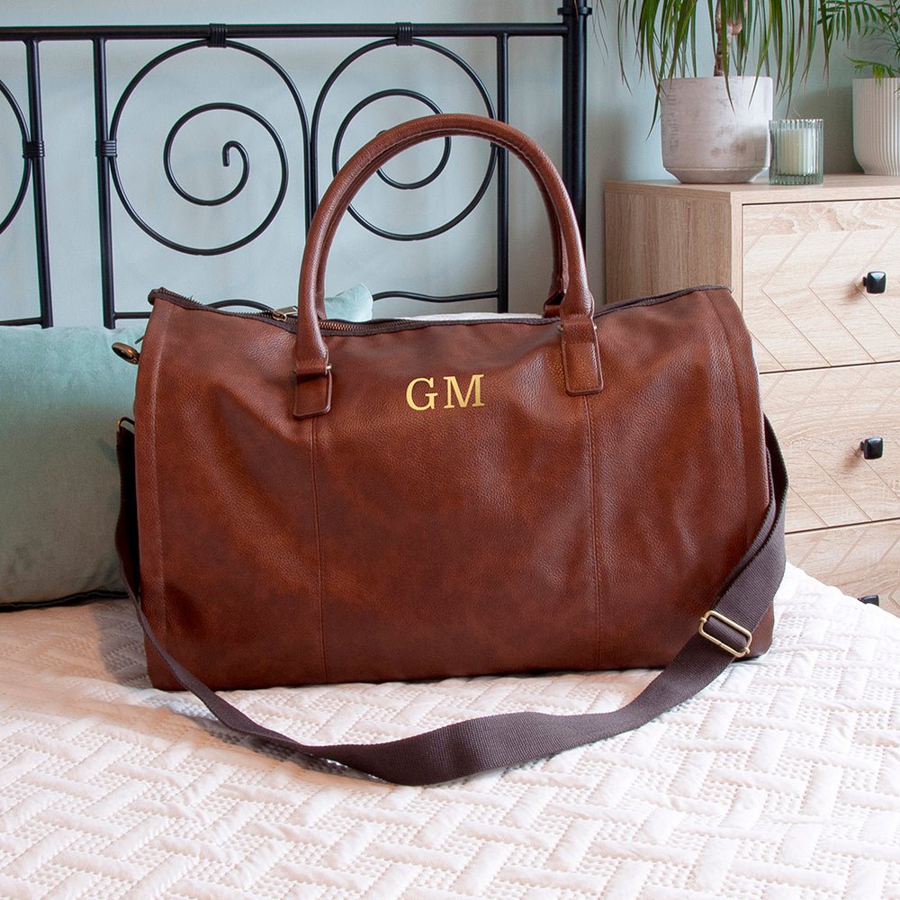 Monogrammed Vegan Leather Travel Suit Bag - Engraved Memories