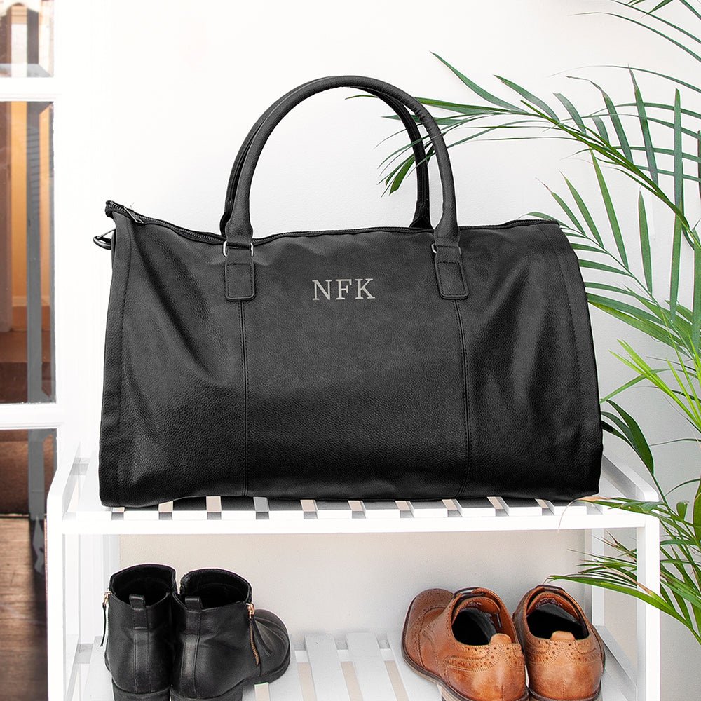 Monogrammed Vegan Leather Travel Suit Bag - Engraved Memories