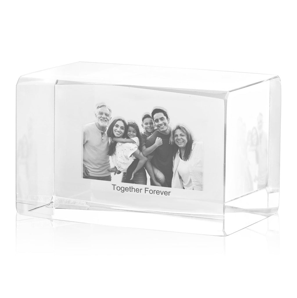 Personalised 3D Photo Premium Crystal Ornament – medium 70mm x 60mm x 100mm - Engraved Memories