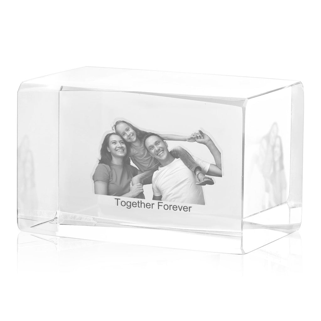 Personalised 3D Photo Premium Crystal Ornament – medium 70mm x 60mm x 100mm - Engraved Memories