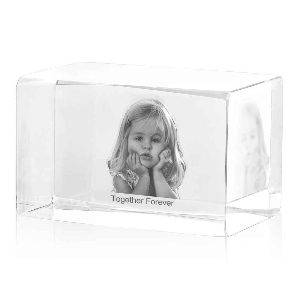 Personalised 3D Photo Premium Crystal Ornament – medium 70mm x 60mm x 100mm - Engraved Memories