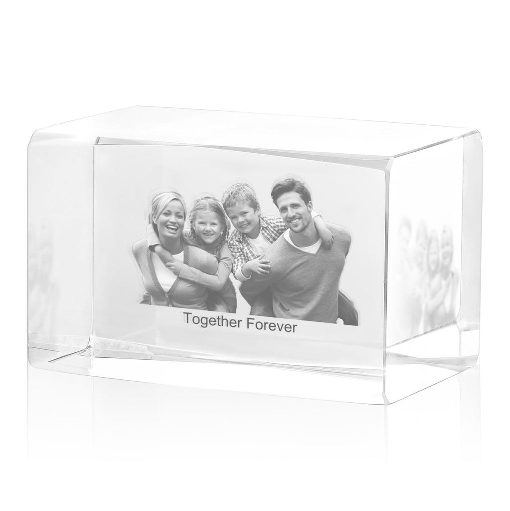 Personalised 3D Photo Premium Crystal Ornament – medium 70mm x 60mm x 100mm - Engraved Memories