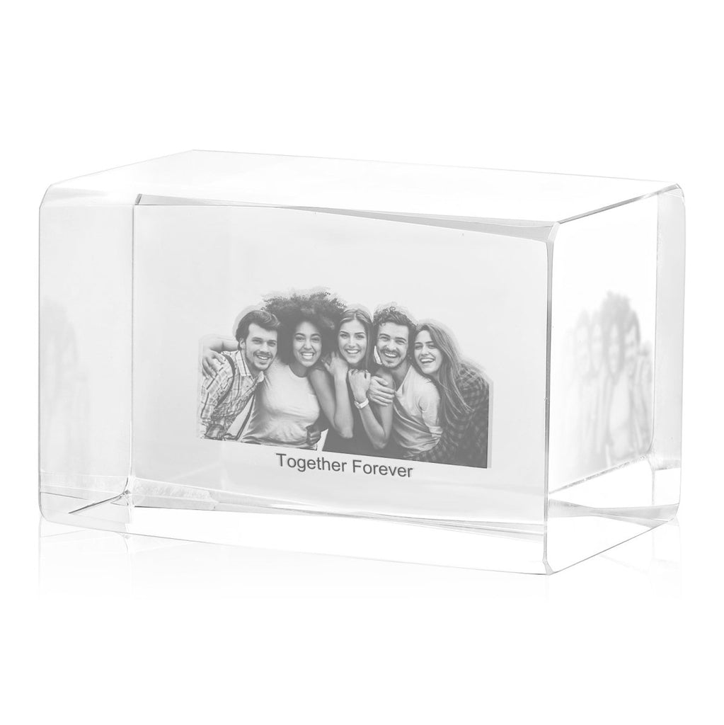 Personalised 3D Photo Premium Crystal Ornament – medium 70mm x 60mm x 100mm - Engraved Memories