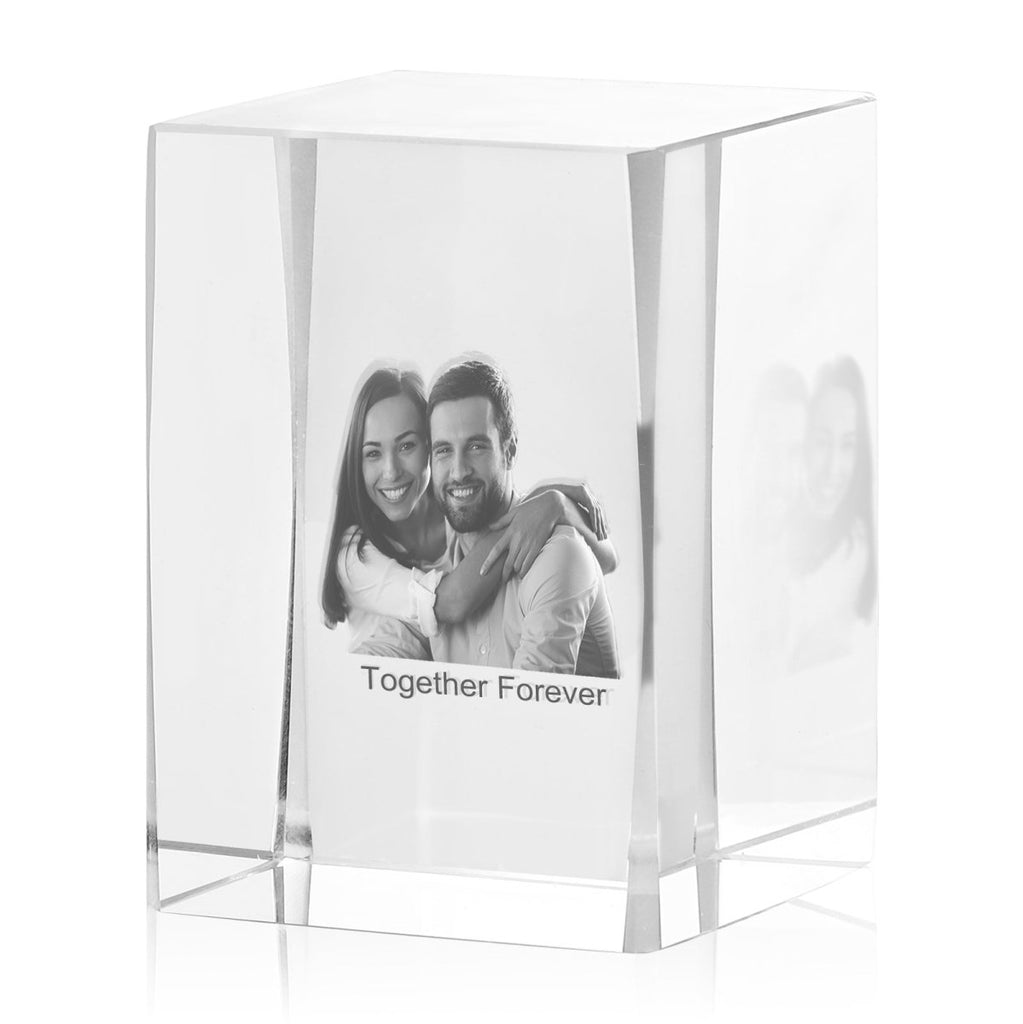 Personalised 3D Photo Premium Crystal Ornament – small 40mm x 60mm - Engraved Memories