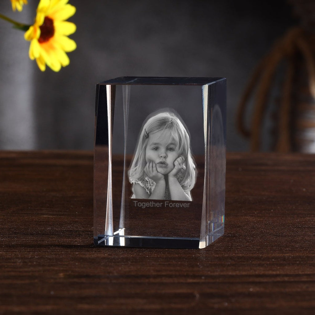 Personalised 3D Photo Premium Crystal Ornament – small 40mm x 60mm - Engraved Memories