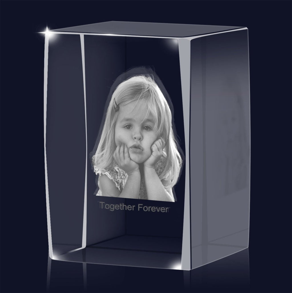 Personalised 3D Photo Premium Crystal Ornament – small 40mm x 60mm - Engraved Memories