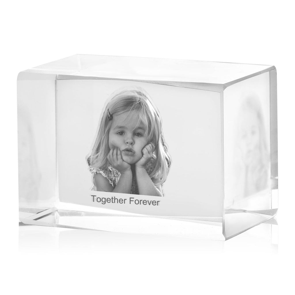 Personalised 3D Photo Premium Crystal Ornament – small 40mm x 60mm - Engraved Memories