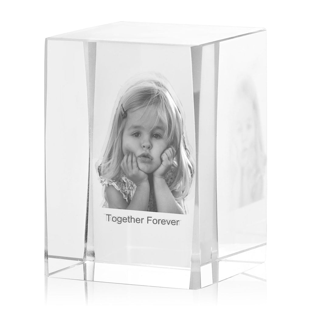 Personalised 3D Photo Premium Crystal Ornament – small 40mm x 60mm - Engraved Memories