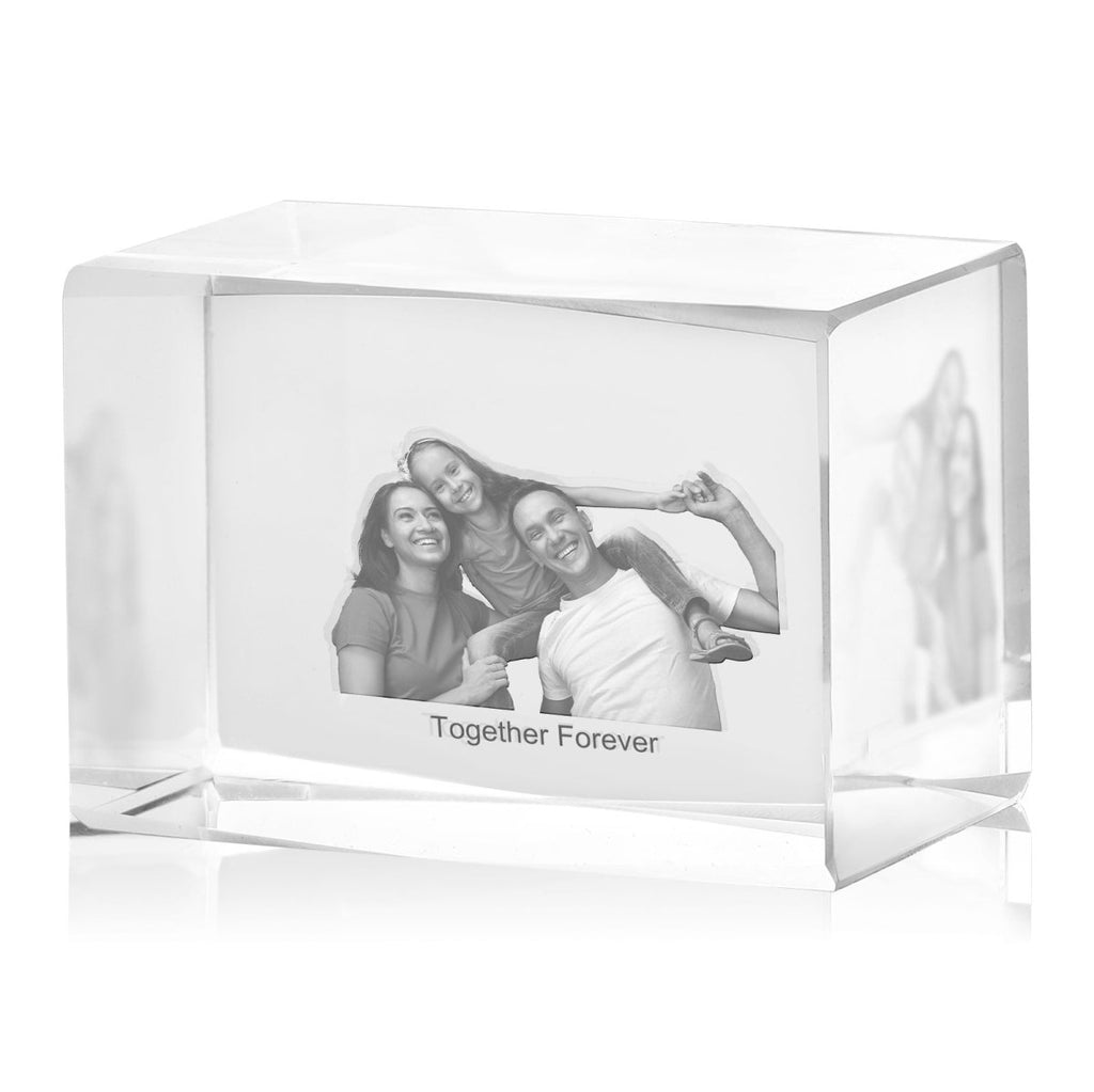 Personalised 3D Photo Premium Crystal Ornament – small 40mm x 60mm - Engraved Memories