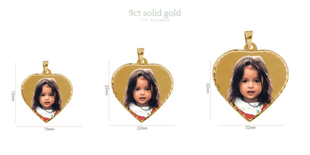 Personalised 9ct Gold or Sterling Silver Photo Pendant, Heart Shape - Engraved Memories