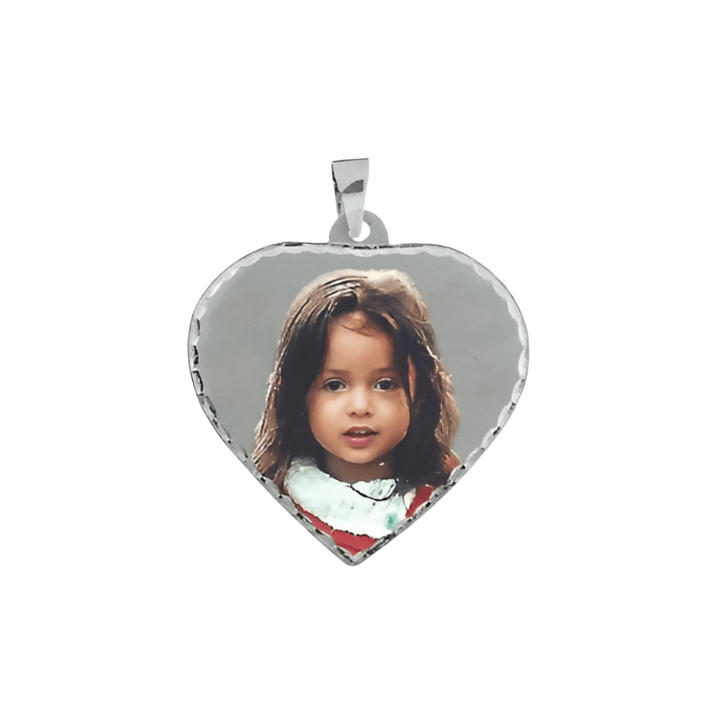 Personalised 9ct Gold or Sterling Silver Photo Pendant, Heart Shape - Engraved Memories