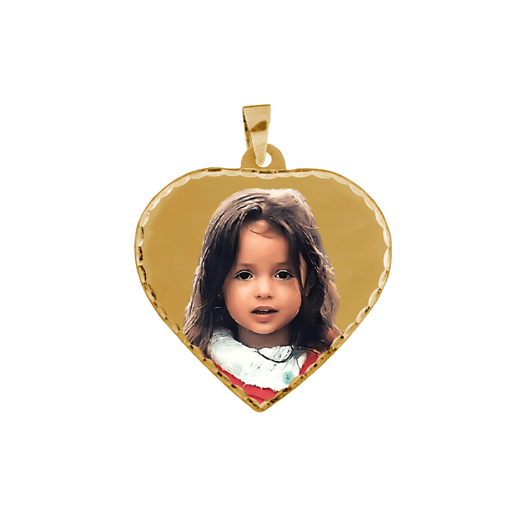 Personalised 9ct Gold or Sterling Silver Photo Pendant, Heart Shape - Engraved Memories