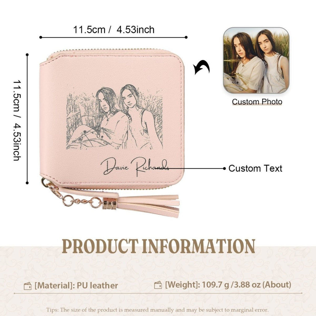 Personalised Blush Pink Women's Wallet with Custom Photo - Engraved Memories