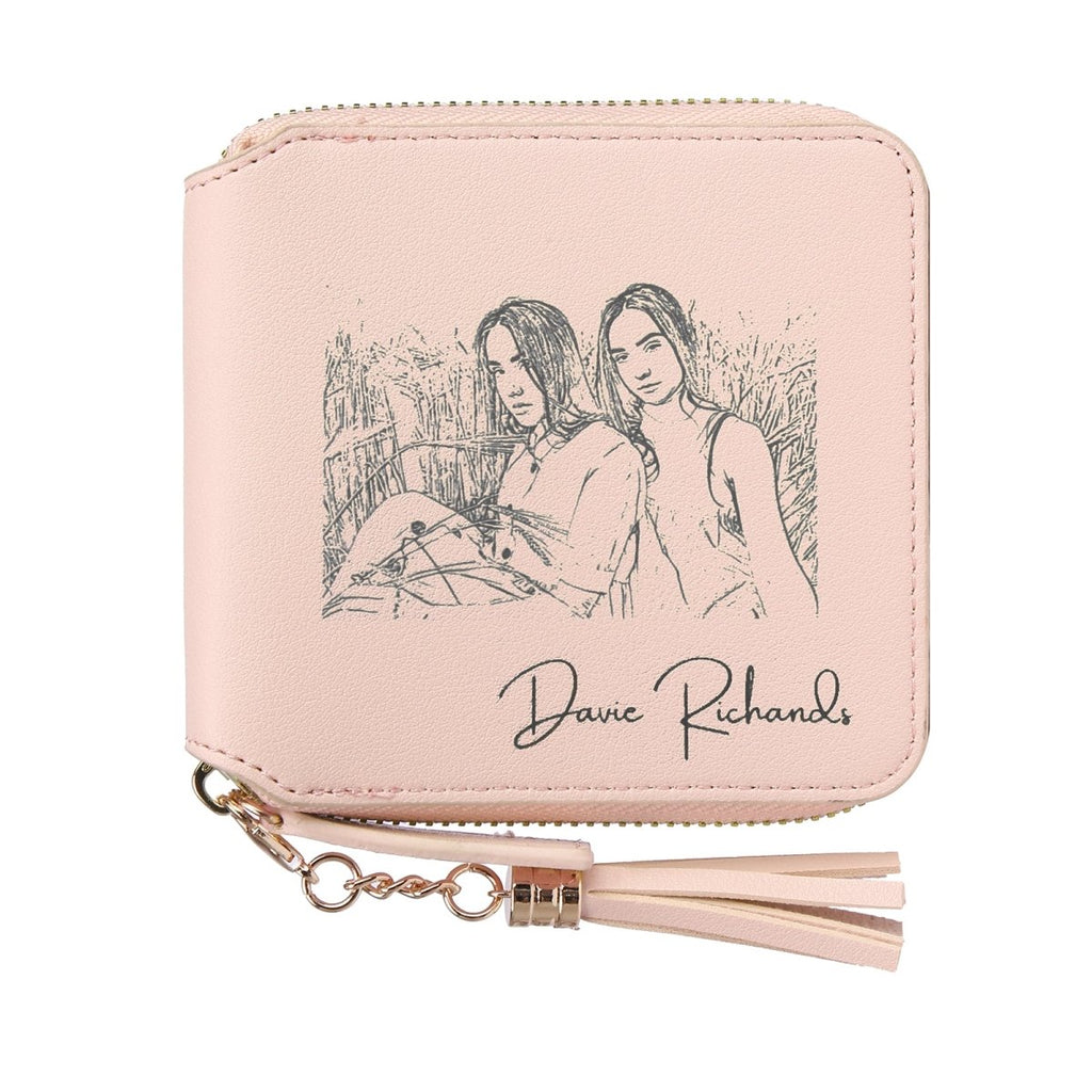 Personalised Blush Pink Women's Wallet with Custom Photo - Engraved Memories