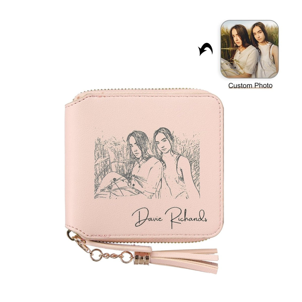 Personalised Blush Pink Women's Wallet with Custom Photo - Engraved Memories