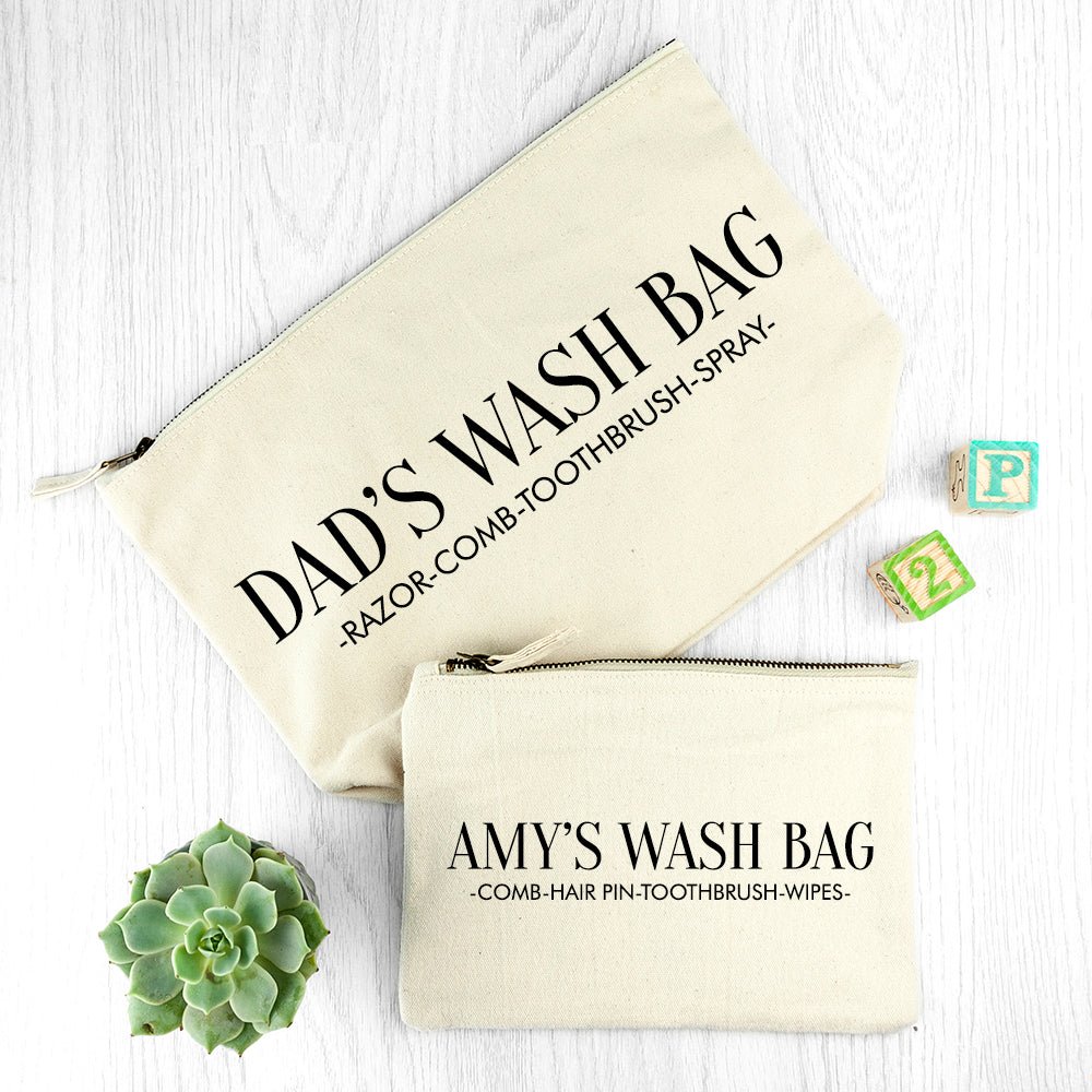 Personalised Daddy & Me Cream Wash Bags - Engraved Memories